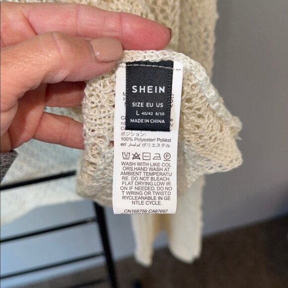 SHEIN Cream Open-Knit Cardigan - Picture 4 of 5
